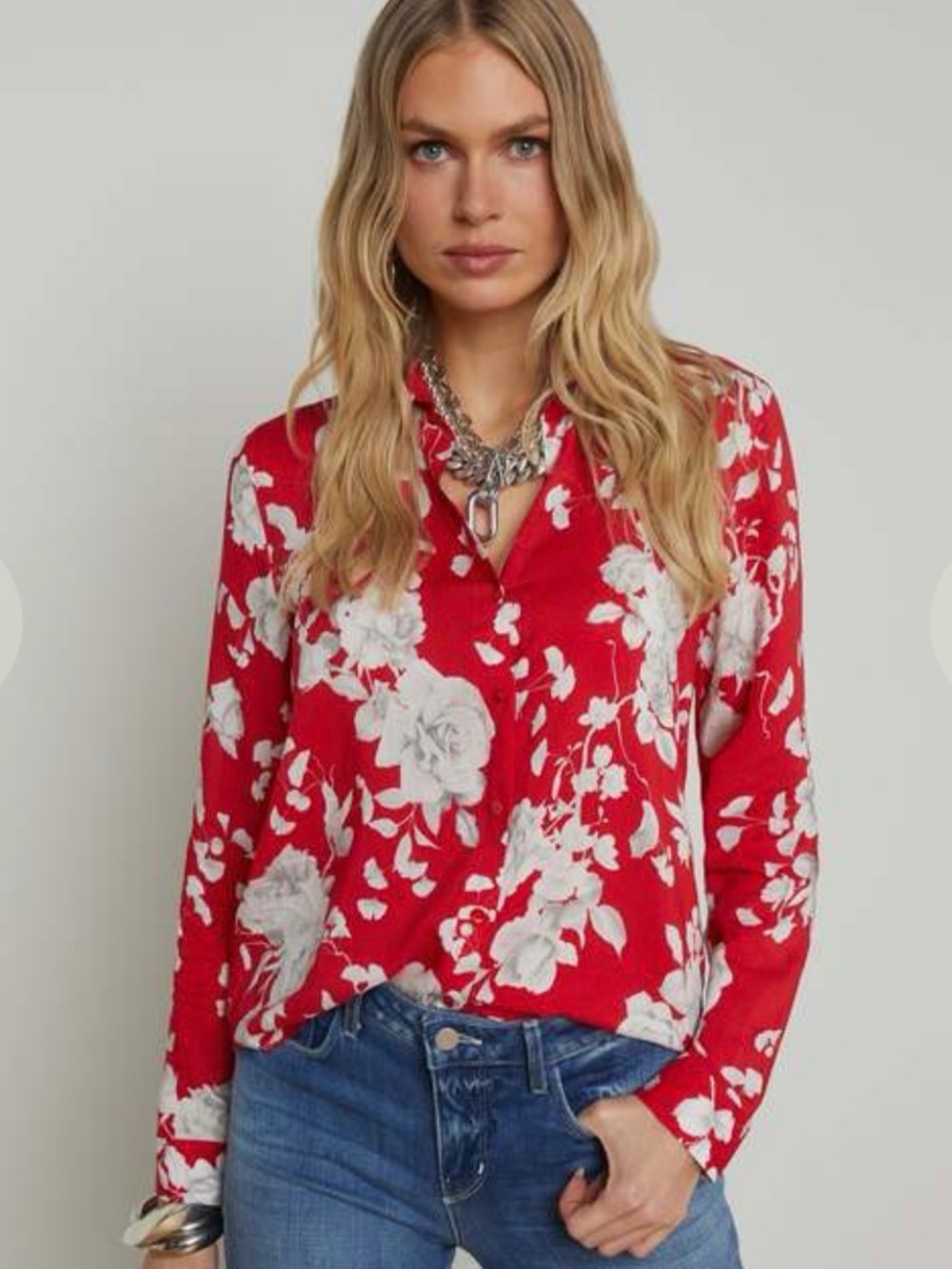 New L’AGENCE Holly floral Print Blouse Large